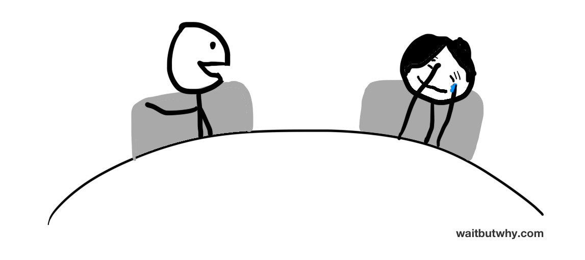stick figure couple laughing together